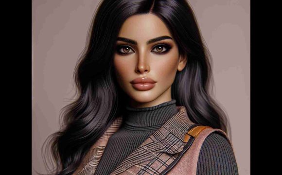 Realistic HD photo of a Middle-Eastern woman, regarded as a rising star in the fashion capital. She has dark captivating eyes, long black hair and radiates confidence. Seen wearing chic clothing that showcases her unique fashion sense.