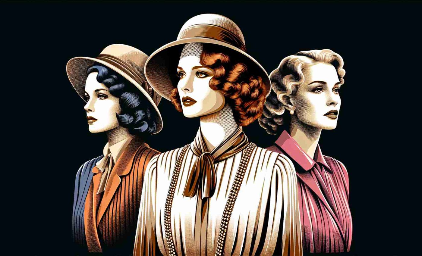 Craft a realistic HD image featuring iconic actresses from the Golden Age of cinema interpreted through a modern fashion lens. The figures presented should not be identifiable as specific individuals but instead represent the essence of cinema's leading ladies from this era. The women portrayed should be of various descents like Caucasian, Hispanic, South Asian, and Black. Their clothing should be a blend of retro and modern fashion aesthetics, embodying the timeless glamour of the Golden Age while also integrating contemporary style elements.