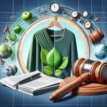 A high-definition, realistic illustration related to the concept that effective rules and regulations are crucial to the sustainable transition in the fashion industry. The image can include various symbolic elements such as a green clothing piece symbolizing eco-friendly fashion, a gavel representing enforcement of rules, and a traditional analog clock indicating transition or change over time.